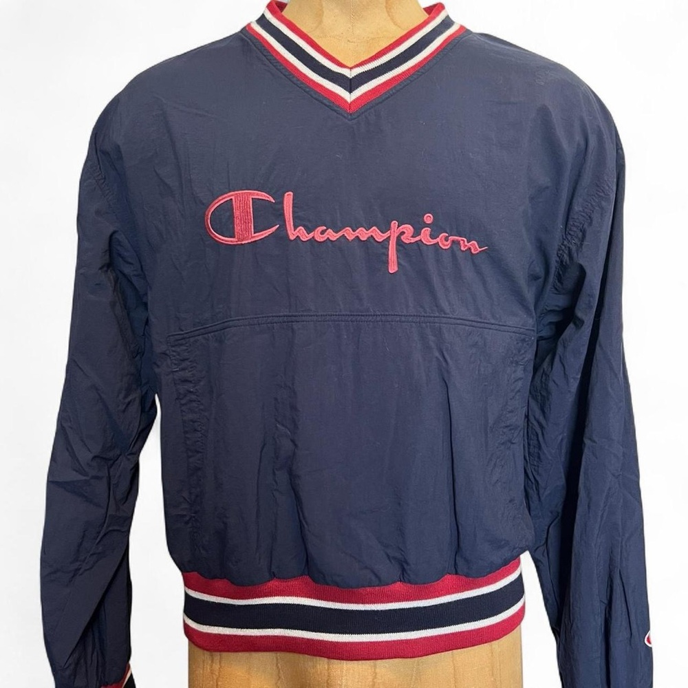 Champion Navy V-Neck Windbreaker Crewnrck